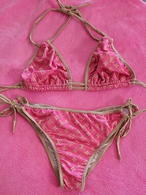 Dare Me Bikini Curvy Gal Adjustable Pink Triangle String Bikini